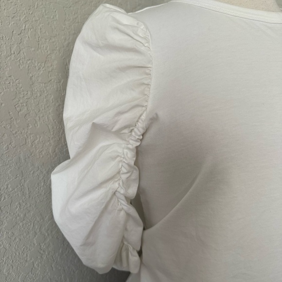 See By Chloe White Puff Gathered Sleeve T-Shirt Sz XL Quiet Luxury Parisian Chic - Picture 5 of 9